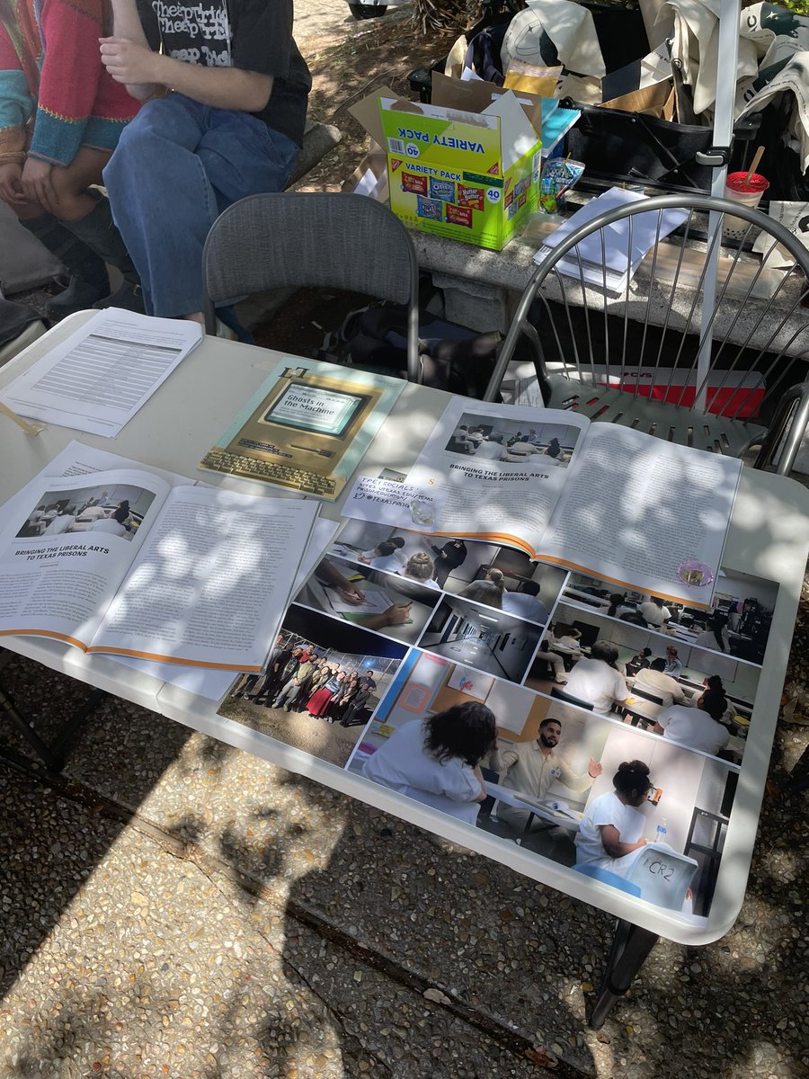 TexasPrisonEd's tweet photo. We are in front of Littlefield Fountain with the Texas Visual Arts Collective! Their amazing artists are selling prints, stickers, live portraits, and screen prints until 8pm! All proceeds go to supporting TPEI. https://t.co/gre8atmkLY