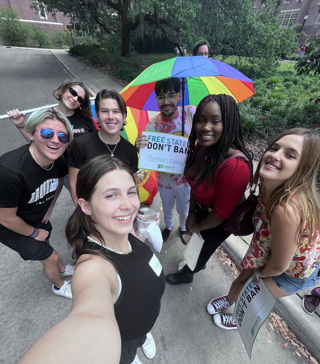 HRC's tweet photo. The future is looking bright with Gen Z. ✨ Students across Florida are joining #Walkout2Learn and making it clear that our rights, our history and our voices will not be erased. https://t.co/wYkHusABeG