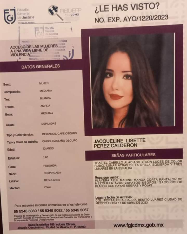 #HastaEncontrarla
#lehasvisto
#TebuscamosJacqueline