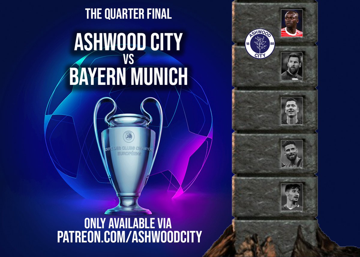 Find out how we got on in the Quarter Finals of the <a href="/ChampionsLeague/">UEFA Champions League</a> RIGHT NOW - Patrick and Woody travel with the team to <a href="/FCBayern/">FC Bayern München</a>, and it's available NOW! 

patreon.com/ashwoodcity