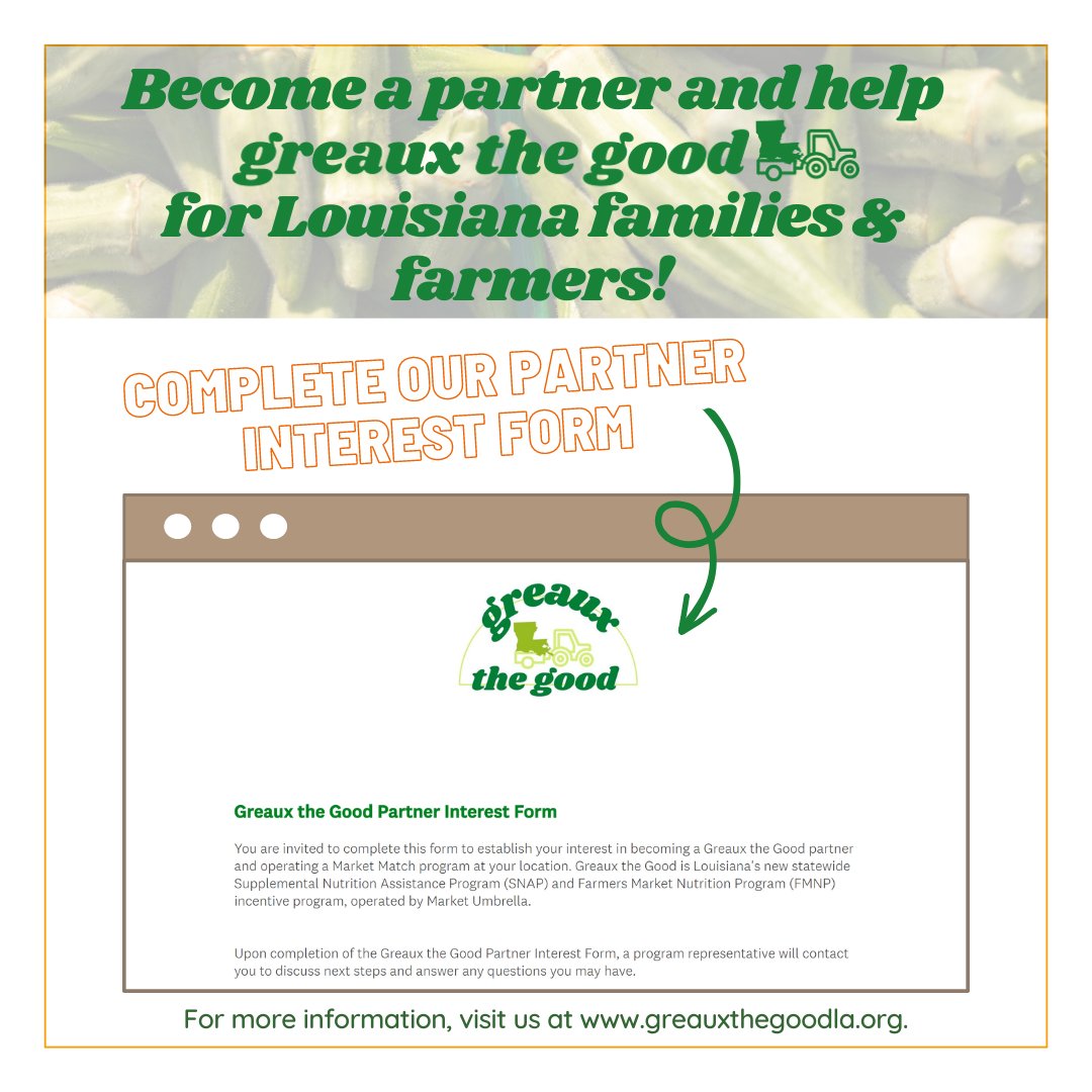 GreauxtheGoodLA's tweet photo. Do you work in one of the eligible entities or know another entity within your network that may be eligible for Greaux the Good partnership? Click to learn more! Have them submit a Partner Interest Form and we will be in touch! 
https://t.co/dSkFz2Sw24

#greauxthegood #shoplocal https://t.co/J2bTRbUnqV
