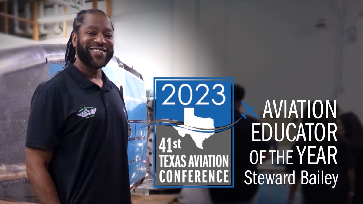 AliefISD's tweet photo. Please join us in congratulating Steward Bailey, the winner of the Aviation Educator of the Year award presented by the Texas Department of Transportation Aviation Division! Congratulations, Mr. Bailey! #AliefProud 
https://t.co/eWW79XfdP7 https://t.co/GjwSaY9YU2