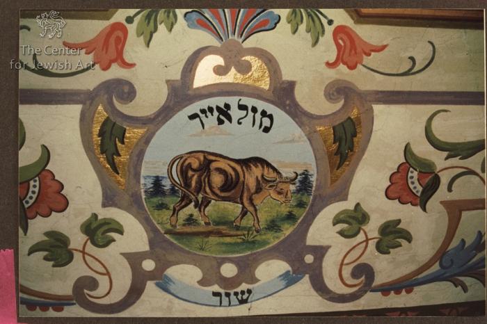 Astrolojew's tweet photo. #Shabbat Rosh #Chodesh #Iyar #Shalom!

Pictured:  "#Mazal Iyar: Shor" (The Constellation of Iyar: #Taurus  the Bull), from  the Zodiac wall paintings of the Synagogue in Niebylec, Poland, 2nd half  of 19th Century. https://t.co/q8oqDMdE1o