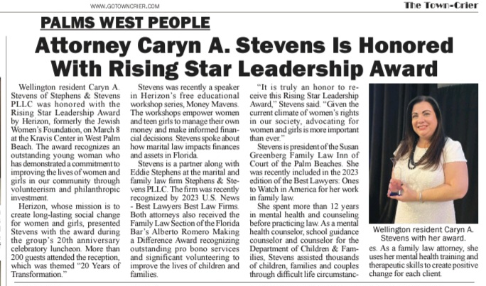 SS_Family_Law's tweet photo. Founding Partner, CARYN A. STEVENS, is a rising star!!!!! https://t.co/Q4JB0yLpNA