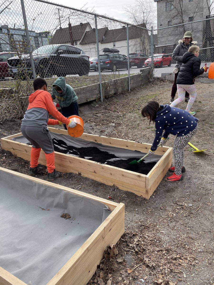 manzolm's tweet photo. Ss worked hard today filling our new garden boxes with fresh soil, ready for our seeds ⁦@StAnthonyOCSB⁩ #Earth Day 🌎 https://t.co/hrvk1Pqha3