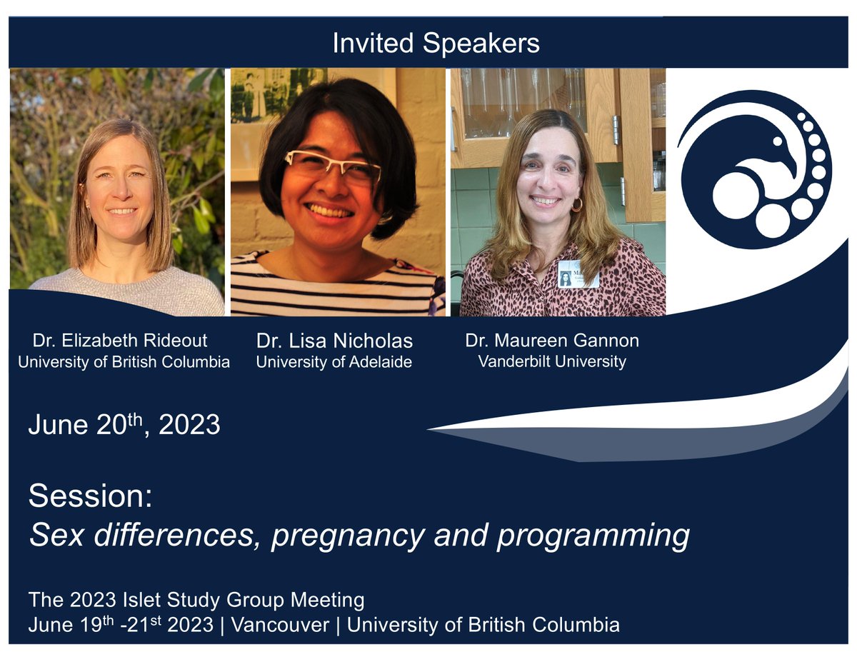 Dr. Rideout (<a href="/EJRideout/">Elizabeth Rideout (@ejrideout.bsky.social)</a>, <a href="/UBC/">University of British Columbia</a> ), Dr. Nicholas (<a href="/Lisa_M_Nic/">Dr. Lisa Marie Nicholas</a>, <a href="/UniofAdelaide/">Uni of Adelaide</a> ) &amp; Dr. Gannon (<a href="/GannonLab/">GannonLab</a>, <a href="/VUMCDiscoveries/">Vanderbilt University Medical Center</a>) are presenting in our exciting session focusing on 'Sex differences, pregnancy &amp; programming' at ISG2023.The session is just after <a href="/cevansmo/">Dr. Carmella EvansMolina</a>'s keynote lecture!