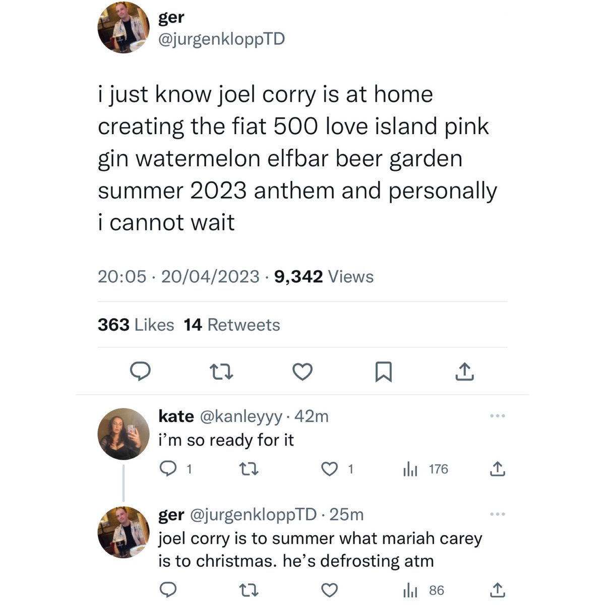 JoelCorry's tweet photo. LOL! Summer bangers incoming 👀
[defrosting 70% complete] 🥶 https://t.co/CA5vjAPMl0
