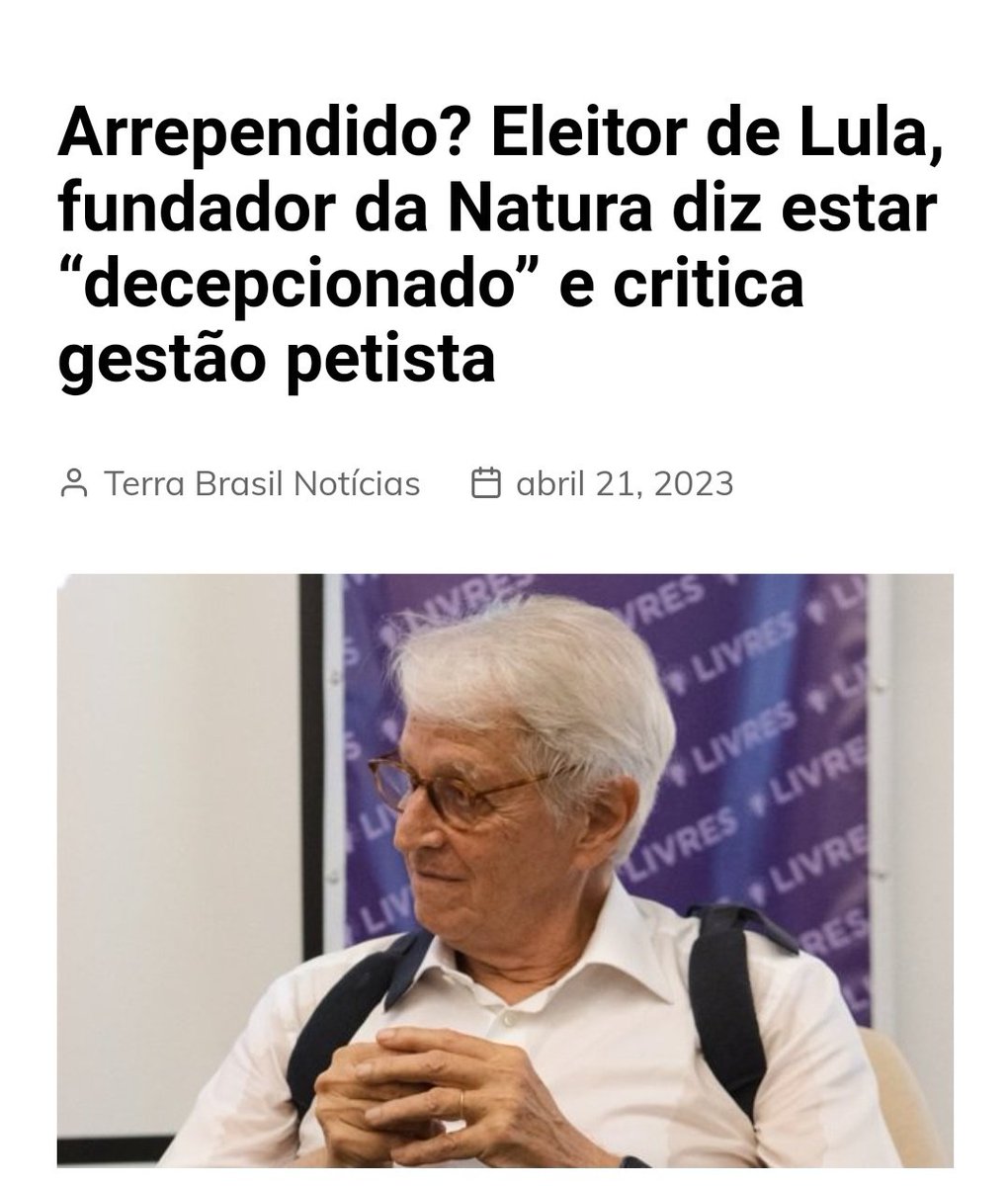 O empresário Pedro Passos, fundador e conselheiro da Natura, afirmou que o início do governo Lula foi “bastante decepcionante”. Passos votou em Lula no segundo turno da eleição, mas mostrou contrariedade.