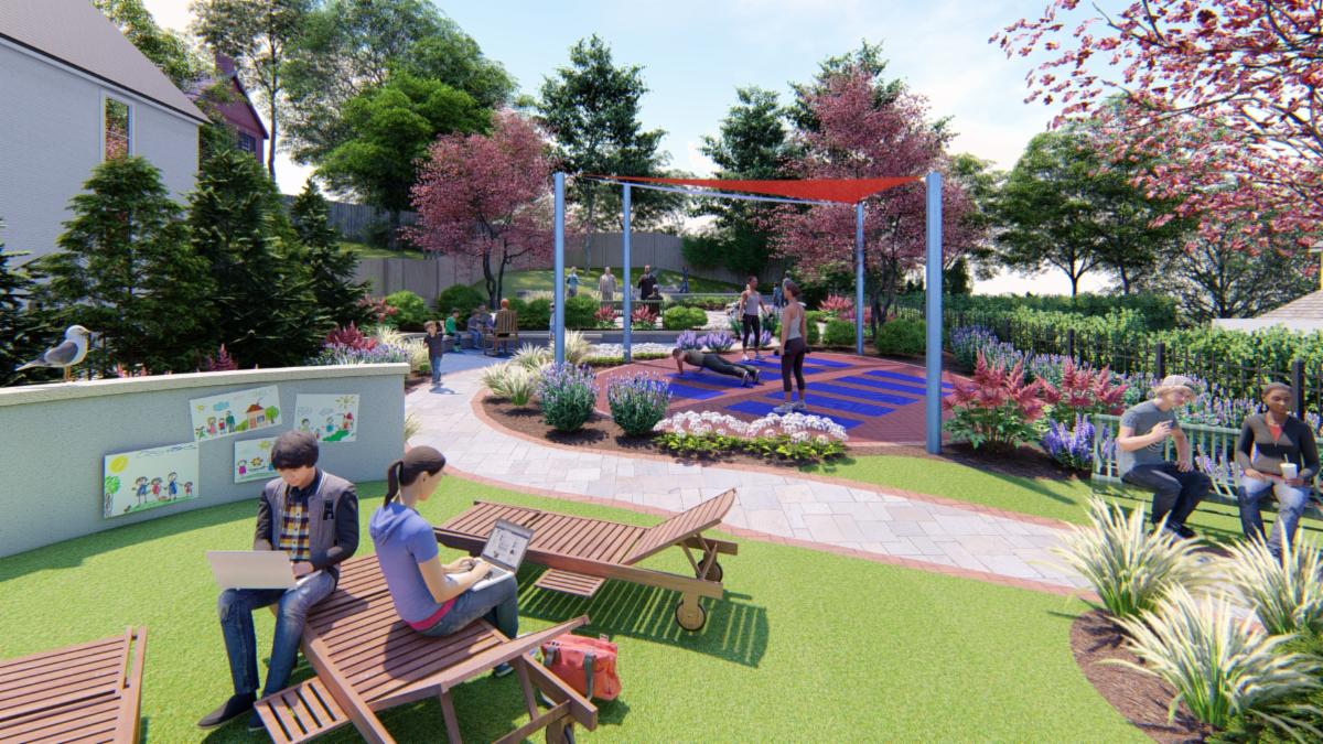 bbs_arch's tweet photo. In honor of earth day we are celebrating some great outdoor spaces we are creating with our clients!  This project at the Port Jefferson Free Library will be completed later this year and will feature areas for crafts, story time, fitness, quiet reflection &amp; nature learning. https://t.co/safOtkfkkA