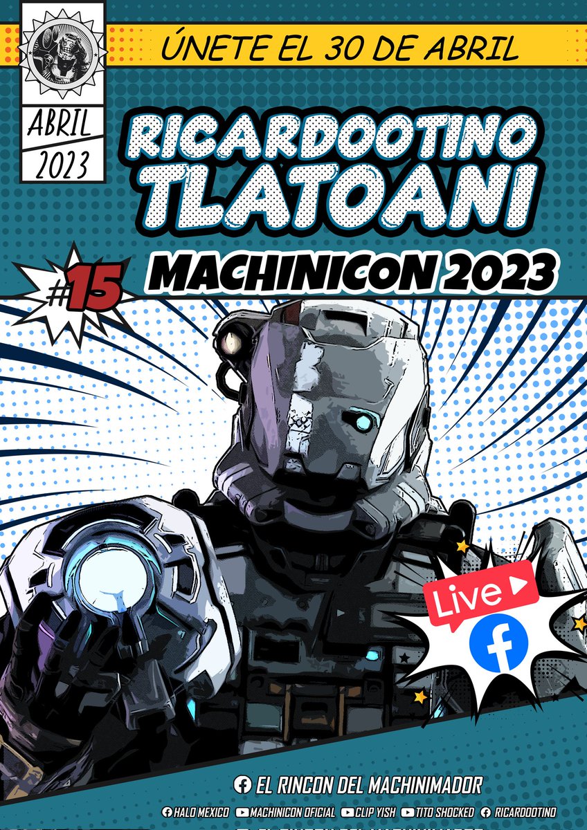 Es un placer informales que los #forgersdelapocalipsis estaremos presentes en el Machinicon 2023 de este año en representación del contenido forge de halo en español🛠️.

🗓El día 30 de abril a las 2:00pm. Transmisión desde la Página El Rincon del Machinimador.
#halolatam