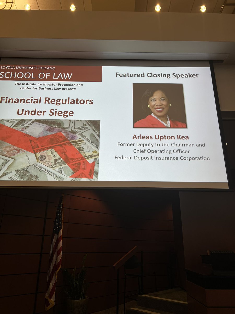 Our conference @LoyolaLaw is honored to welcome Arleas Upton Kea, Former Deputy to the Chairman and COO of the Federal Deposit Insurance Corporation, as a featured speaker‼️🤗#financialregulation #featuredSpeaker #expertpanels #FDIC @arleaskea w/ @PHLeeBizLaw