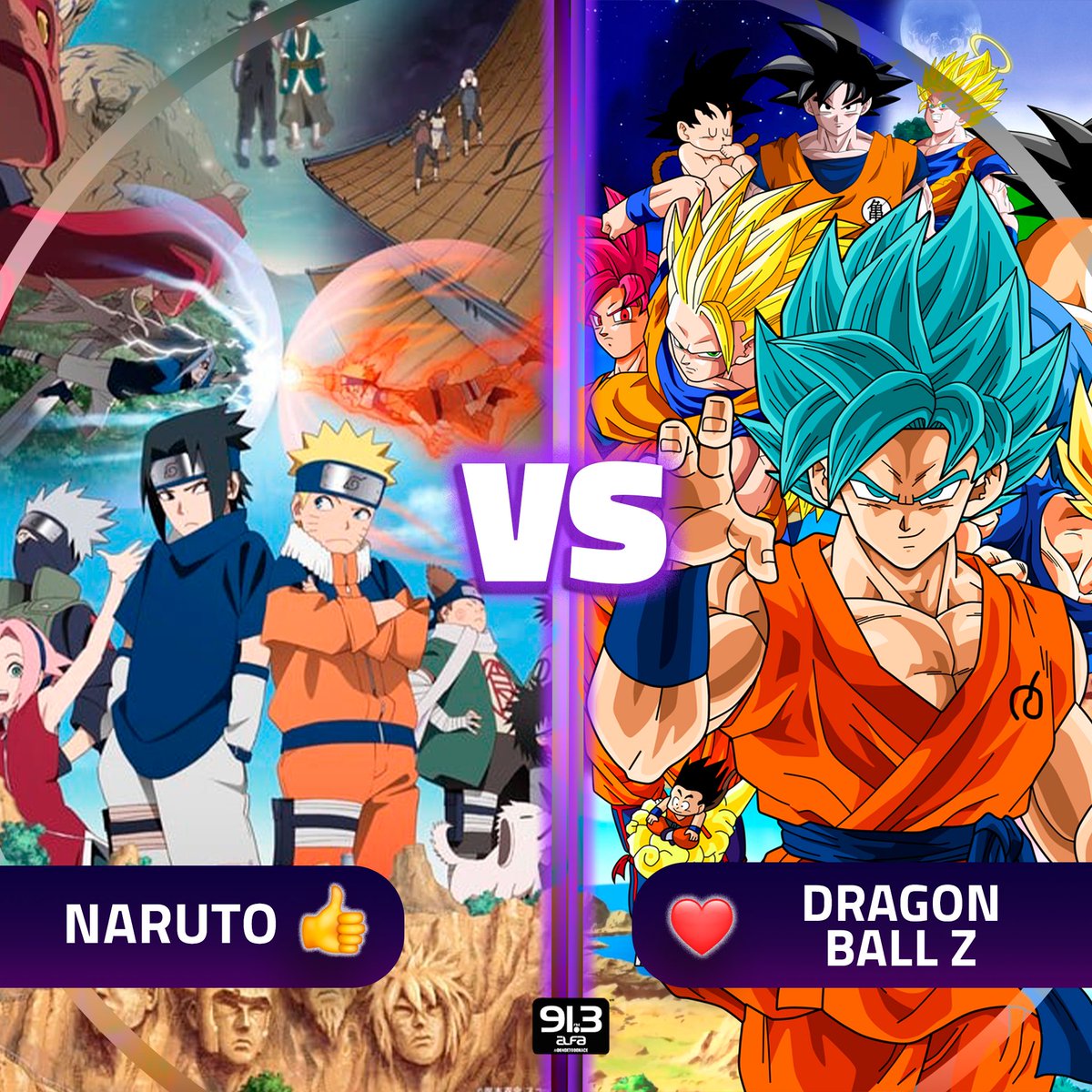 alfa913fm's tweet photo. Duelo #Anime 🔥 #Naruto vs #DragonBallZ
#TeamNaruto #TeamGoku https://t.co/2iTSrwFhIN