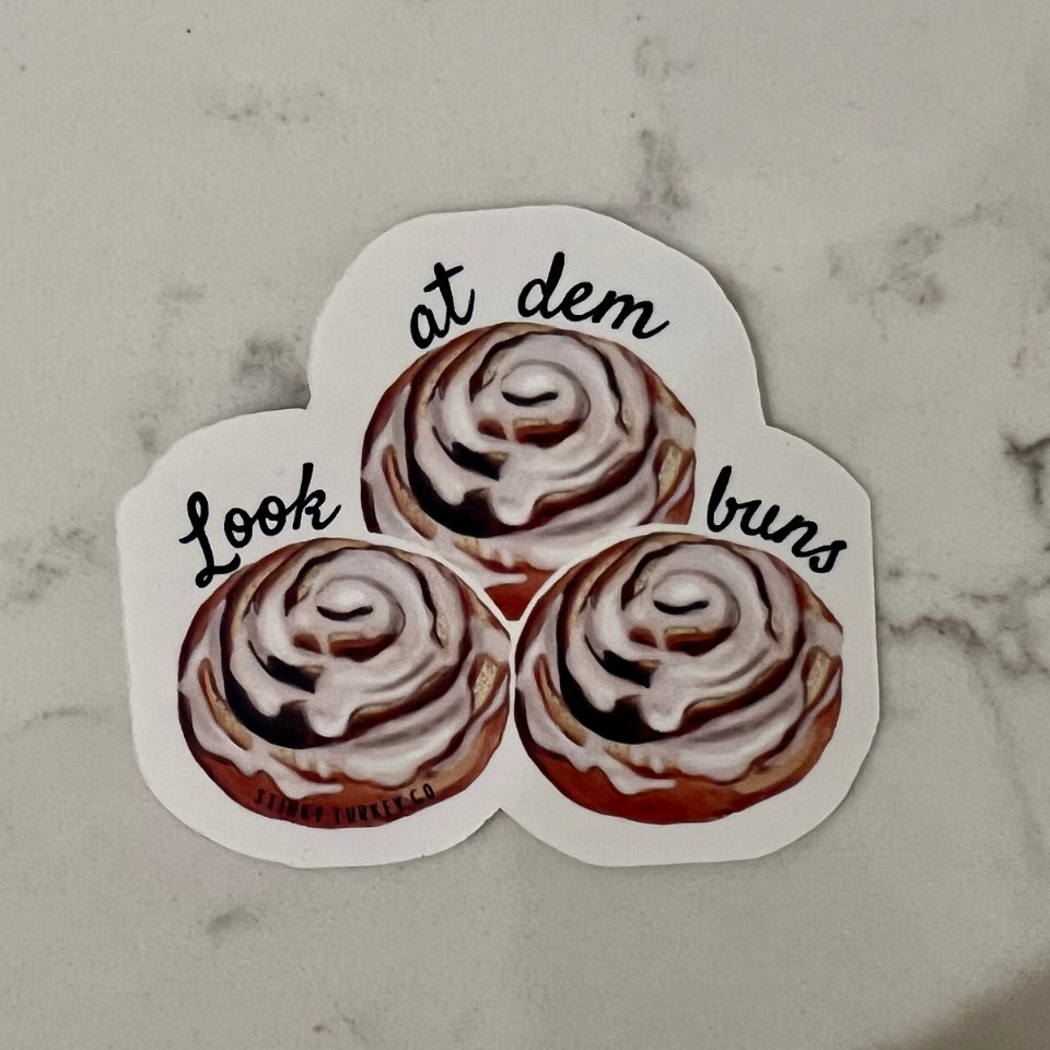 Look at dem buns! You know what we're talking about! Check out Stinky Turkey Co for a variety of stickers!

#buns #cinnamonrolls #yummy #stinkyturkeyco #booty #etsyseller #smallbusiness #funnystickers #dirtyjokes #giftsforfriends #giftsforlovers