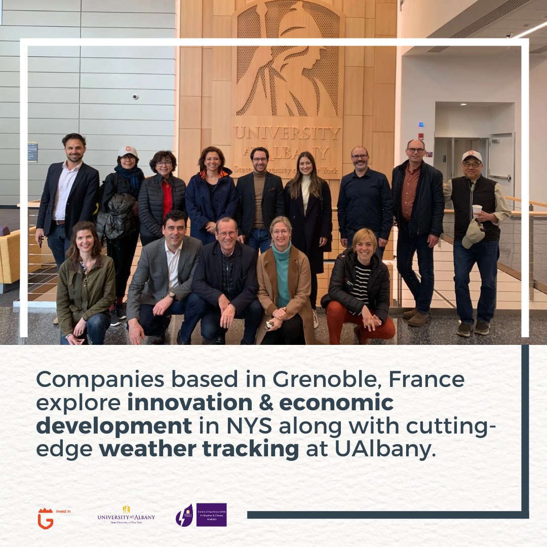 UAlbanyWxCOE's tweet image. We&apos;re thrilled to announce that Sharon Rehbinder and Andrea Busch, representing Grenoble Alpes France and other Grenoble-based companies were part of a successful delegation visit to New York State from April 15-22, 2023. 

#nyinnovation #economicdevelopment #weatheranalytics