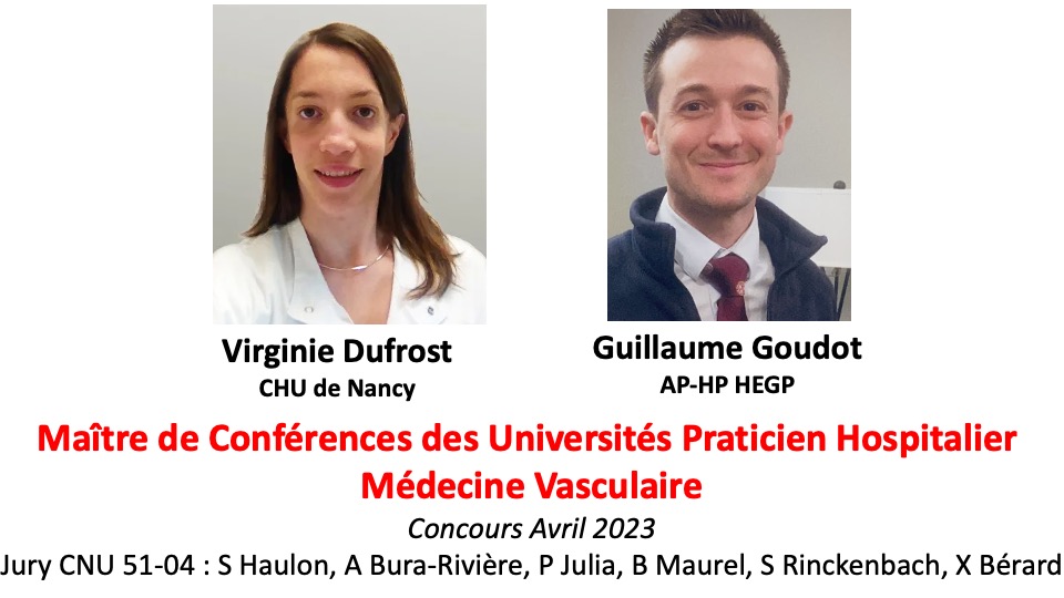 XavierBerardMD's tweet photo. 🤩Et voilà les nouveaux MCU-PH de Médecine Vasculaire de 2023!! 
Bravos à nos 2 nouveaux collègues et à leurs mentors @lasfmv @alebura https://t.co/kKATEFJ3Pr