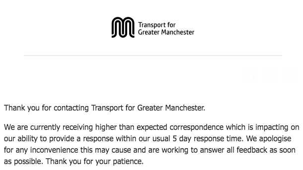 Hi @OfficialTfGM here was the response to my email. Think you may have to take this one as they can't. Need to know before Monday. Thanks