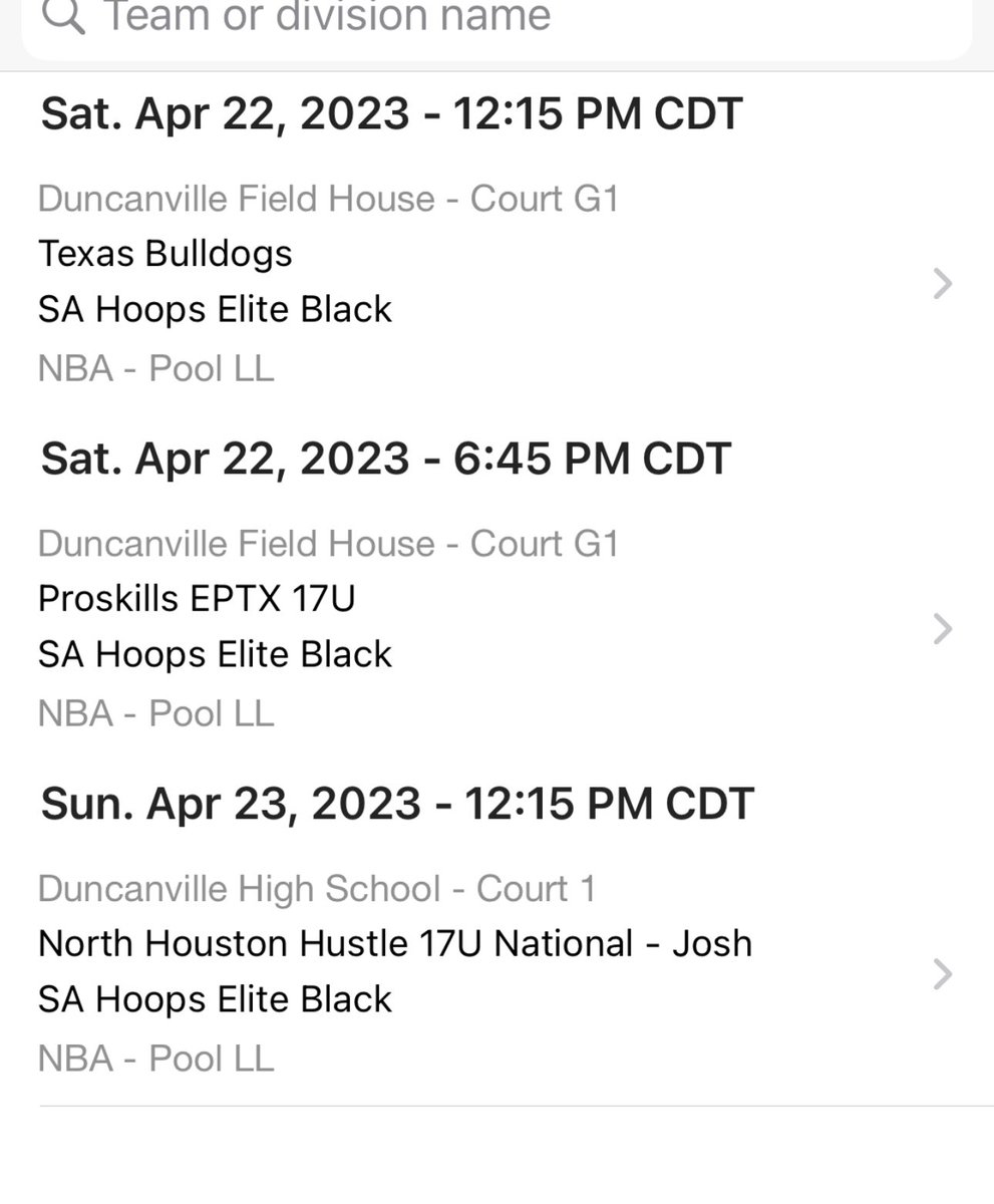 SA Hoops Elite Black full schedule - GASO Duncanville, Tx