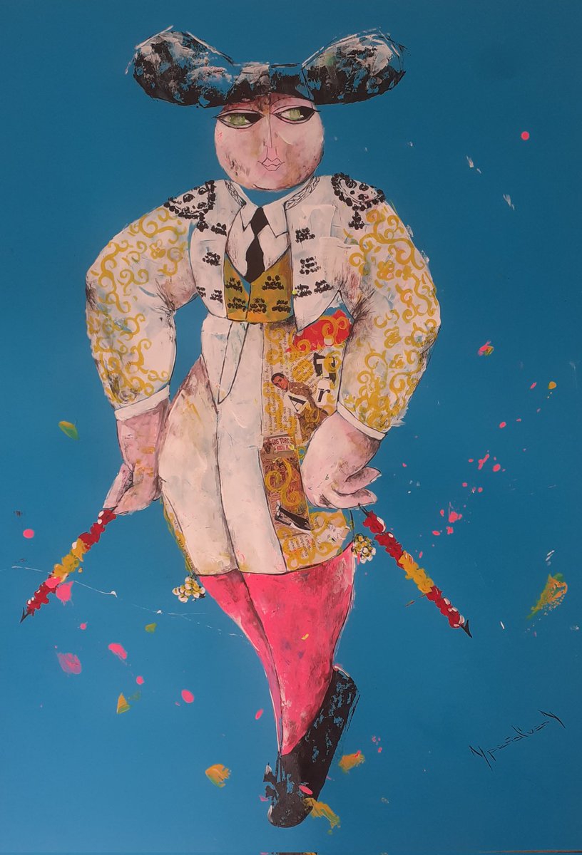artpenalver's tweet photo. Mixed media acrylic, spray and collage on cardboard 65X45CM. https://t.co/upXDJRKh7m