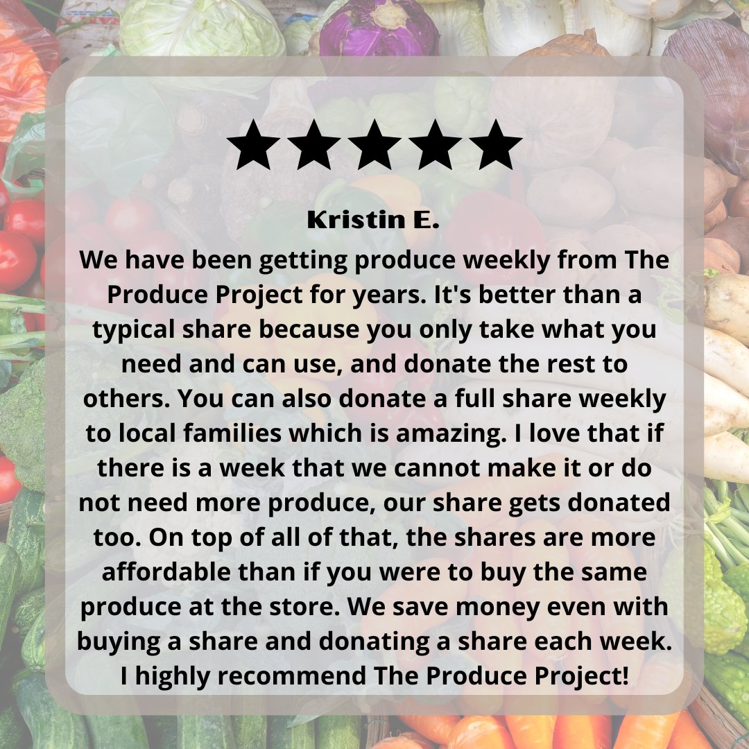 produce_project's tweet photo. Thanks for recommending us!!! Reviews help keep our nonprofit alive and well.
#feedbackfriday #leaveusareview #greatfeedback #ourmission #endhunger #thankyouforyoursupport #loveit #freshfood #healthyfoodshares https://t.co/RHIXyGbccu