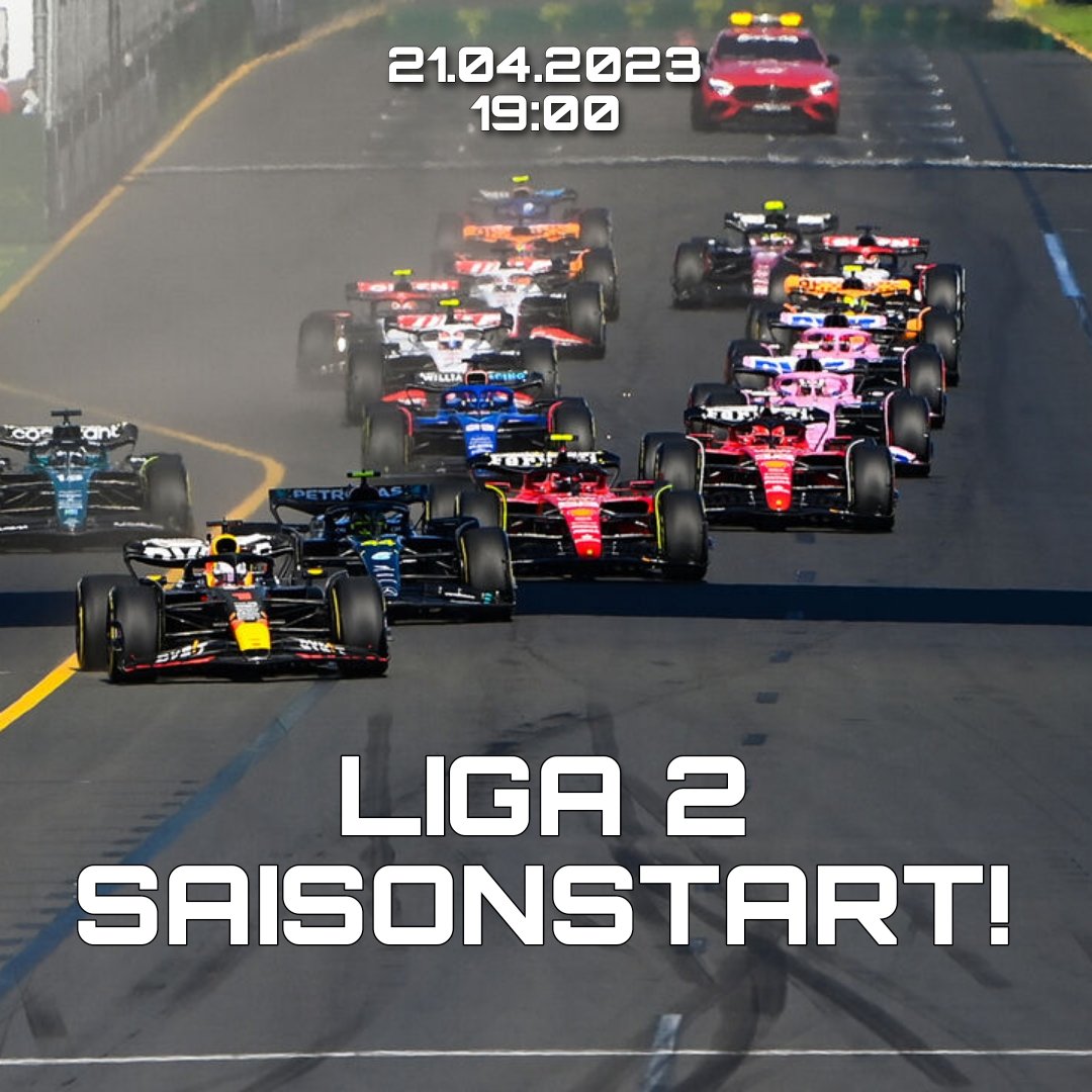 GFRL_F1_Liga's tweet photo. In einer Stunde ist es soweit! Liga 2 macht den Anfang! Schaltet ein auf Twitch um 19:00 Uhr!
 https://t.co/Jb9j0lx4UM

#f1 #rennstart #saisonstart #ligarennen https://t.co/Ph3BPGj5rn