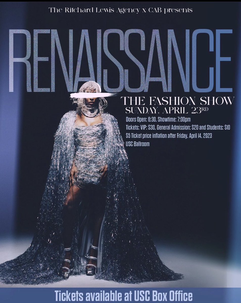 Tickets are now on sale on Ticketmaster and the USC Box Office! 
•
•
•
#ILMW23 #MSU23 #MSU24 #MSU25 #msu26 #Beyoncé #Beyhive #renaissance #fashionshow #dmvevents #dmvfashion #models