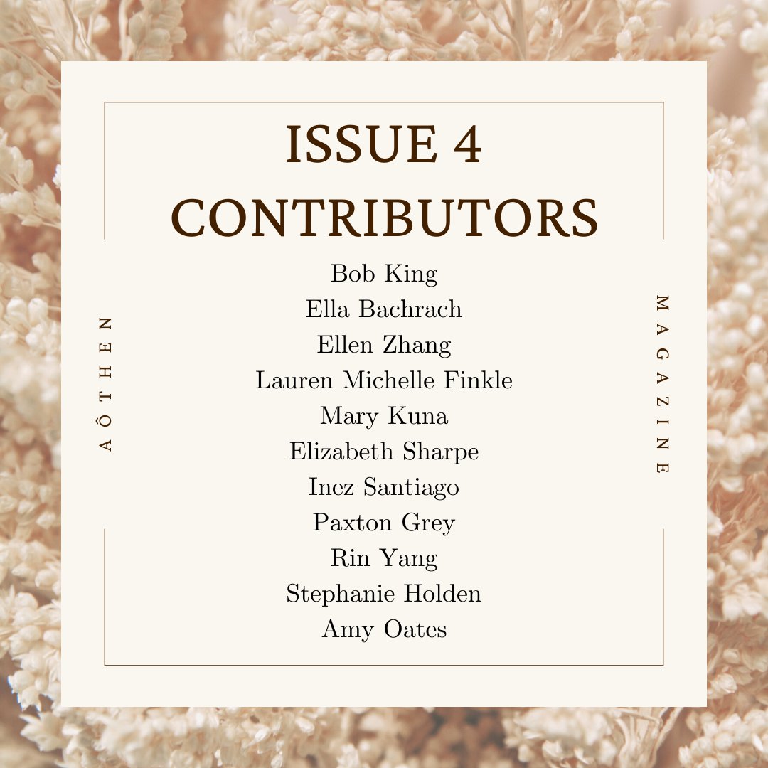 Incredibly excited to announce our contributors for issue 4! A massive thank you to everyone for your support and care so far 🧡

#litmag