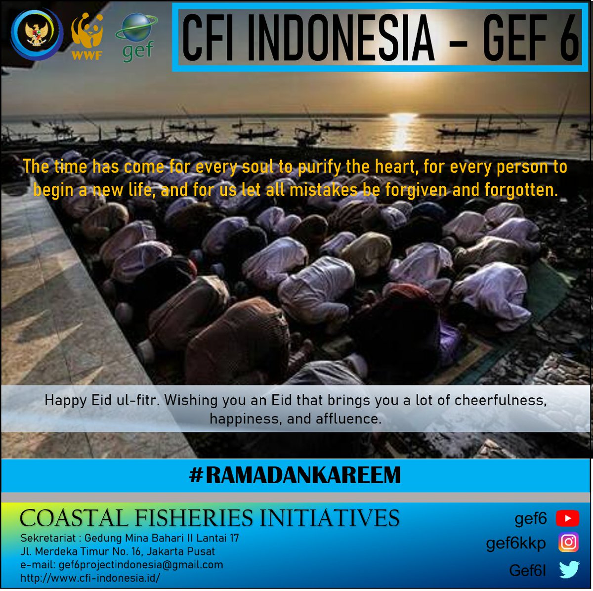 Wishing you all the best thing in Eid 2023. Happy Eid Mubarak, may Allah accept all of your good deeds!
*CFI Indonesia Team

#CFIgef #CFIfamily 
@swtrenggono @kkpgoid 
@djpt_kkp @wwf @theGEF