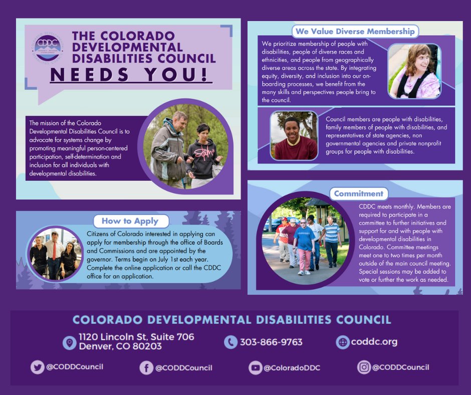 PEAKParent's tweet image. The Colorado Developmental Disabilities Council is in their 2023 recruitment phase!
The application can be found at this link: colorado.gov/.../boards-com…

#PEAKParentCenter #DevelopmentalDisabilities