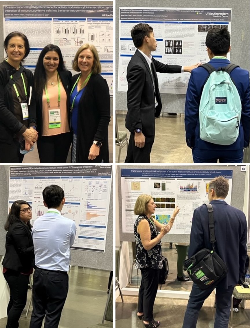 Members of Suzanne Conzen Lab @UTSWHemeOnc presented posters at #AACR23. Manisha Taya, @ishrat_durdana, Lynda Bennett and Chris Chee all enjoyed discussing their ongoing projects!