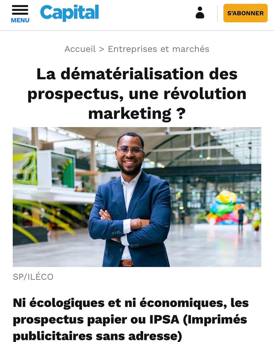 📰 Et cette innovation a convaincu. <a href="/MagazineCapital/">Capital</a>  nous a dédié un dossier entier aujourd'hui.

Je suis fier de voir <a href="/ilecoapp/">ILÉCO </a> paraître dans Capital.fr

🌿 Car c'est une opportunité unique de convaincre d'autres enseignes d'adopter une communication plus verte.
