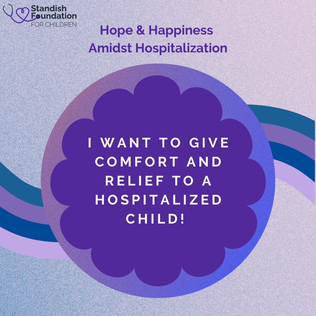 standish4kids's tweet photo. A donation of $50 can bring comfort and anxiety relief to a hospitalized child and their family by normalizing the hospital environment through child- and family-centered care. Donate today to bring hope and happiness to hospitalized children! 

https://t.co/1AxJ6PF9uM https://t.co/4hLbuWnpva