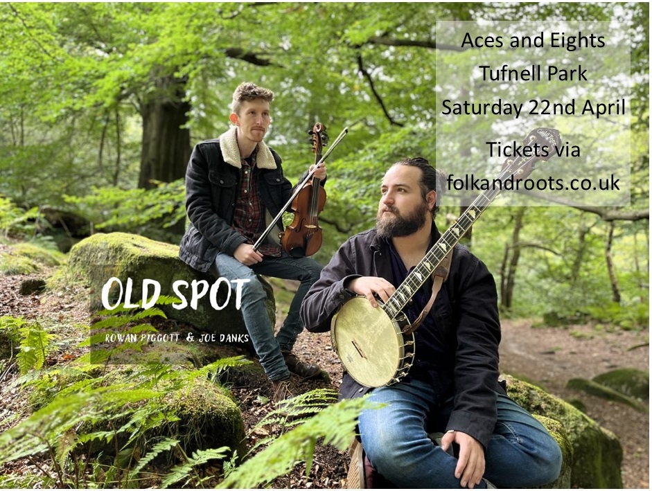 Tomorrow night (Sat 22nd April) - <a href="/oldspotmusic/">Old Spot</a> perform <a href="/Aces_Bar/">Aces and Eights Bar</a>  #tufnellpark, #London &amp; support from Ellie McCann adv tickets £11, or £13 folkandroots.co.uk/old-spot
Expect foot stomping old-time music on fiddle, banjo, gourd banjo &amp; guitar. 
#kentishtown #archway #highgate