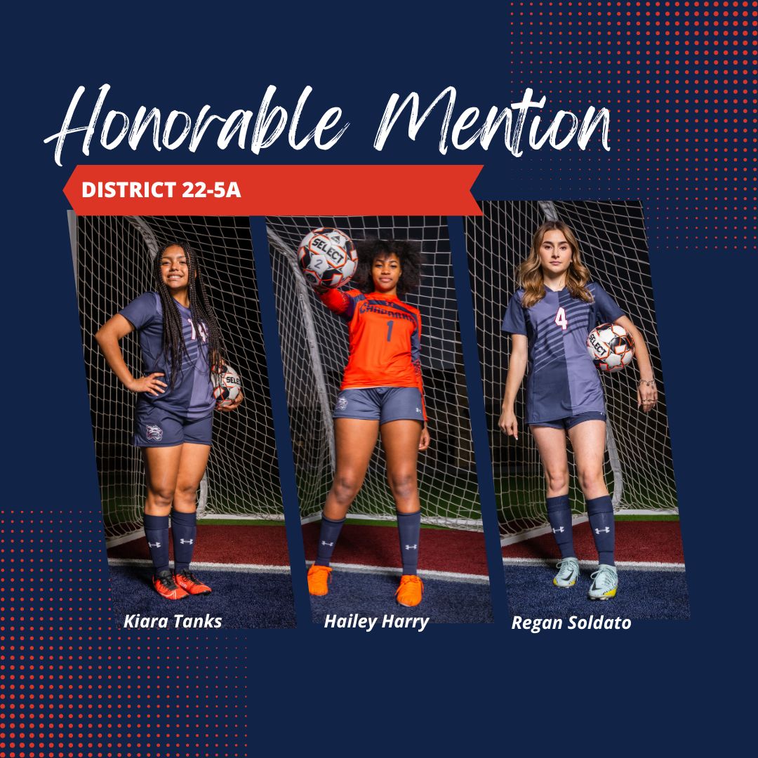 🚨District 22-5A Awards Alert 🚨
Honorable Mention  

Freshman- Kiara Tanks 
Sophomore- Hailey Harry 
Senior Captain- Regan Soldato