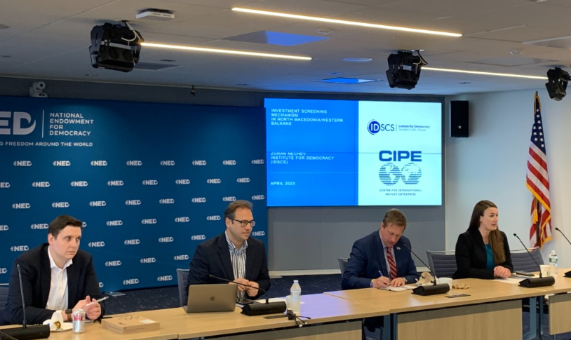 Earlier this week, CIPE's Europe Team & Center for Accountable Investment had the pleasure of hosting @IDSCS_Skopje's @ZoranNechev in DC🇲🇰We held a closed-door briefing for USG stakeholders at @NEDemocracy on our work re: transparent dialogue on #investmentscreening in SE Europe.