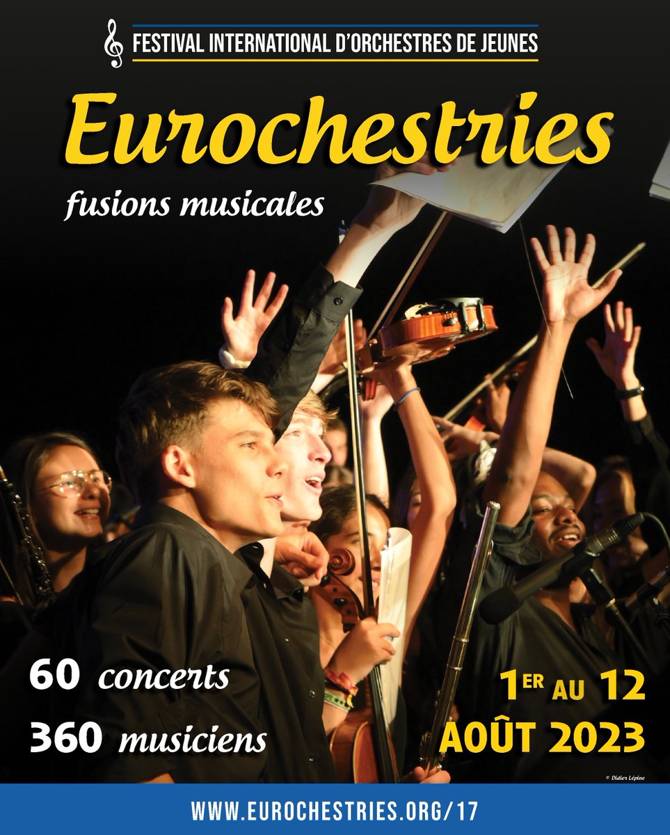 Le Festival Eurochestries Charente Maritime est de retour du 1er au 12 août ! 
Avec pour thème « Fusions Musicales », 360 jeunes musiciens venant de 11 pays du monde entier feront vibrer la Charente-Maritime, la Charente et la Gironde avec au programme 60 concerts de musique !