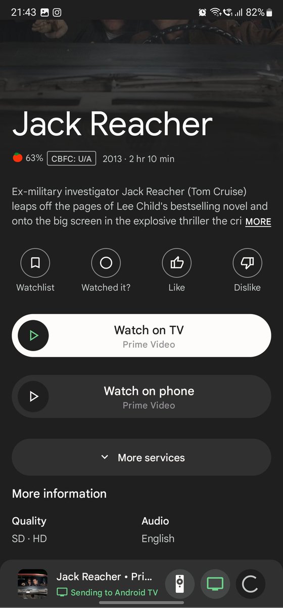 Google/Android TV mobile remote has a slightly new interface...

- Doesn't fill the whole screen anymore
- Have to reconnect everytime you quit the app 🥲
- You can now even directly play content from Google TV App to TV (I noticed it only now)

#androidtv #googletv #oneplustv