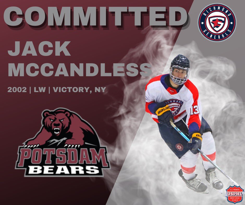 🚨Commitment Alert 🚨

Congratulations to Premier forward Jack McCandless on his commitment to NCAA Division III SUNY Potsdam!!!

#RollGens #AdvancementIsOurGoal 
<a href="/USPHL/">USPHL</a> <a href="/The_DanKShow/">DanKShow</a> <a href="/PotsdamHockey/">Potsdam Men's Hockey</a>