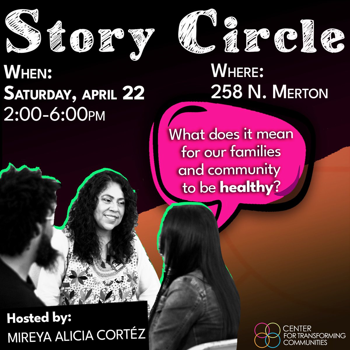 CTCmidsouth's tweet photo. Join us at the Commons, this Saturday, April 22, 
for a Story Circle Event that you don't want to miss! https://t.co/5PlAb4kUua