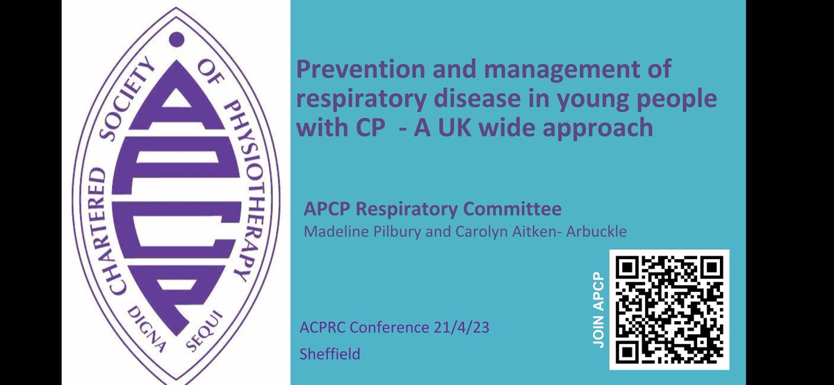 carolyn_aitken's tweet photo. Thanks #acprc2023 for the invite to highlight the importance of respiratory physiotherapy in CP and complex neurodisabilities and the disparities of care in community services in the UK. Building on @NoulaGibson work and moving 'Consensus to Action' with @ApcpResp @maddiephysio https://t.co/MglOC9KTPJ