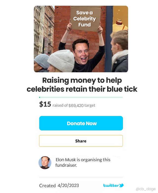 cb_doge's tweet photo. save-a-celebrity fund 💰 https://t.co/nWOk48Atql