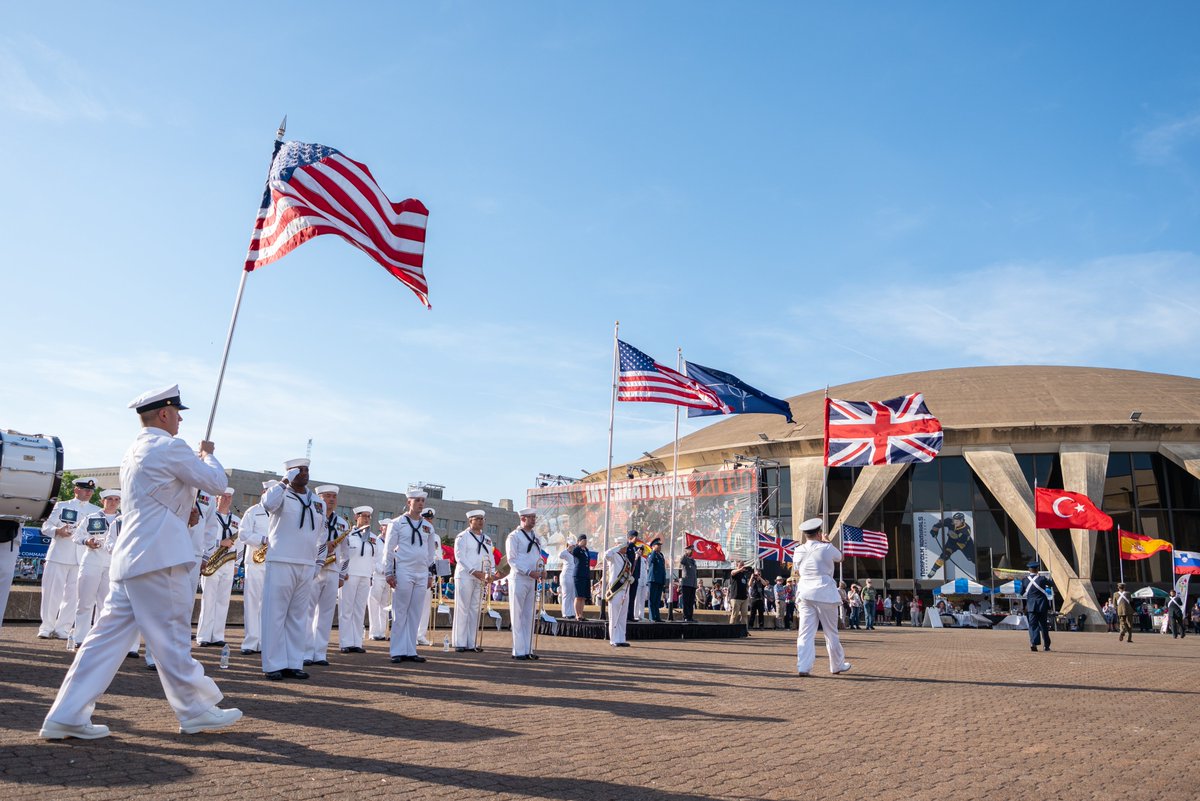 NorfolkVA's tweet photo. Norfolk is proud to be the home of @NATO_ACT. Yesterday's @NATO Flag Ceremony kicked off the 2023 @NorfolkNATOFest and @VATatt hosted by @VaArtsFest. Join the military and music celebrations this weekend throughout downtown #NorfolkVA! 🫡🥁🎺

➡️ https://t.co/Al6kSLDlk2 https://t.co/nKJiMo1XfF