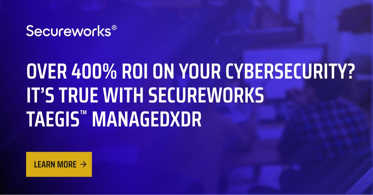 khan5031's tweet photo. Research from @Forrester found that Secureworks #ManagedXDR offers ROI of as much as 413% in a 3-year period!  

Learn about the productivity gains Taegis ManagedXDR offers.

#XDR #ManagedXDR #Cybersecurity #SecMF @Secureworks https://t.co/Ue0NyhCNjB https://t.co/EXEZRb3yf9