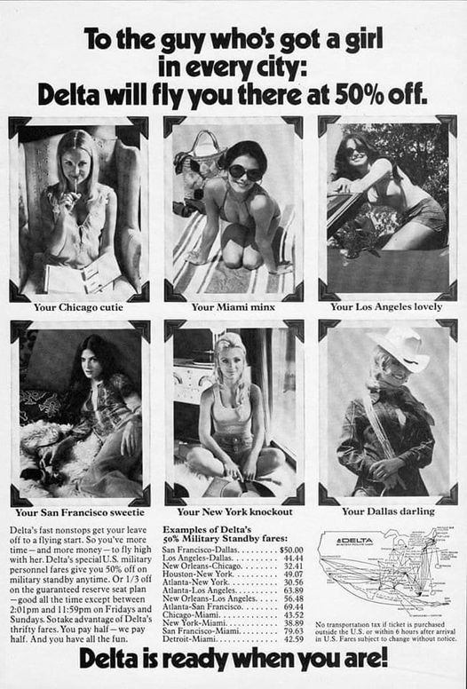 DannyDeraney's tweet photo. Delta really put this ad out 50 years ago. https://t.co/KAAyMjVb1o