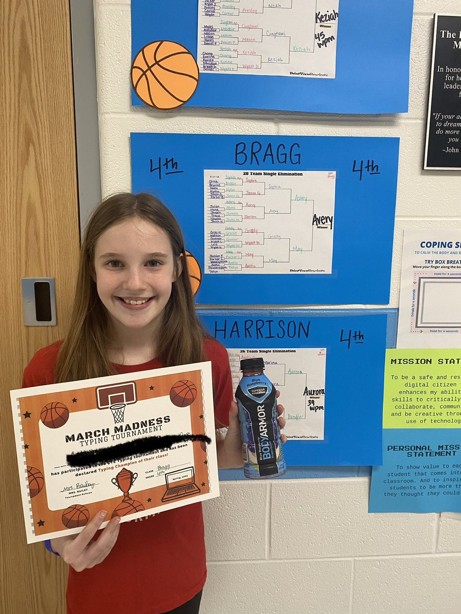 Avery is <a href="/TimetoBragg/">Mrs. Sydnee Bragg</a> class Typing Champion! Congrats! 🏀💻