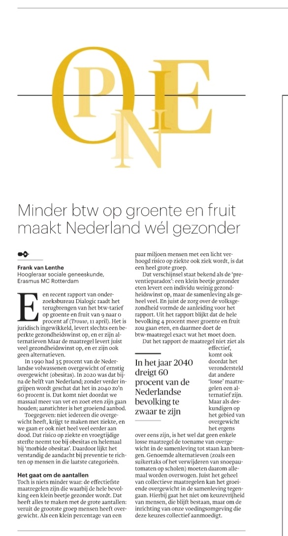 JoreintjeM's tweet photo. Mooi dat diverse kranten dit weekend aandacht besteden aan de preventie van obesitas via het gezonder maken van de voedselomgeving - dit is precies waar mijn onderzoek zich op richt! 

@primaverafranco @JosineStuber @SupremeNudge @toniemudde @volkskrant @trouw https://t.co/HoNaaGlSCx