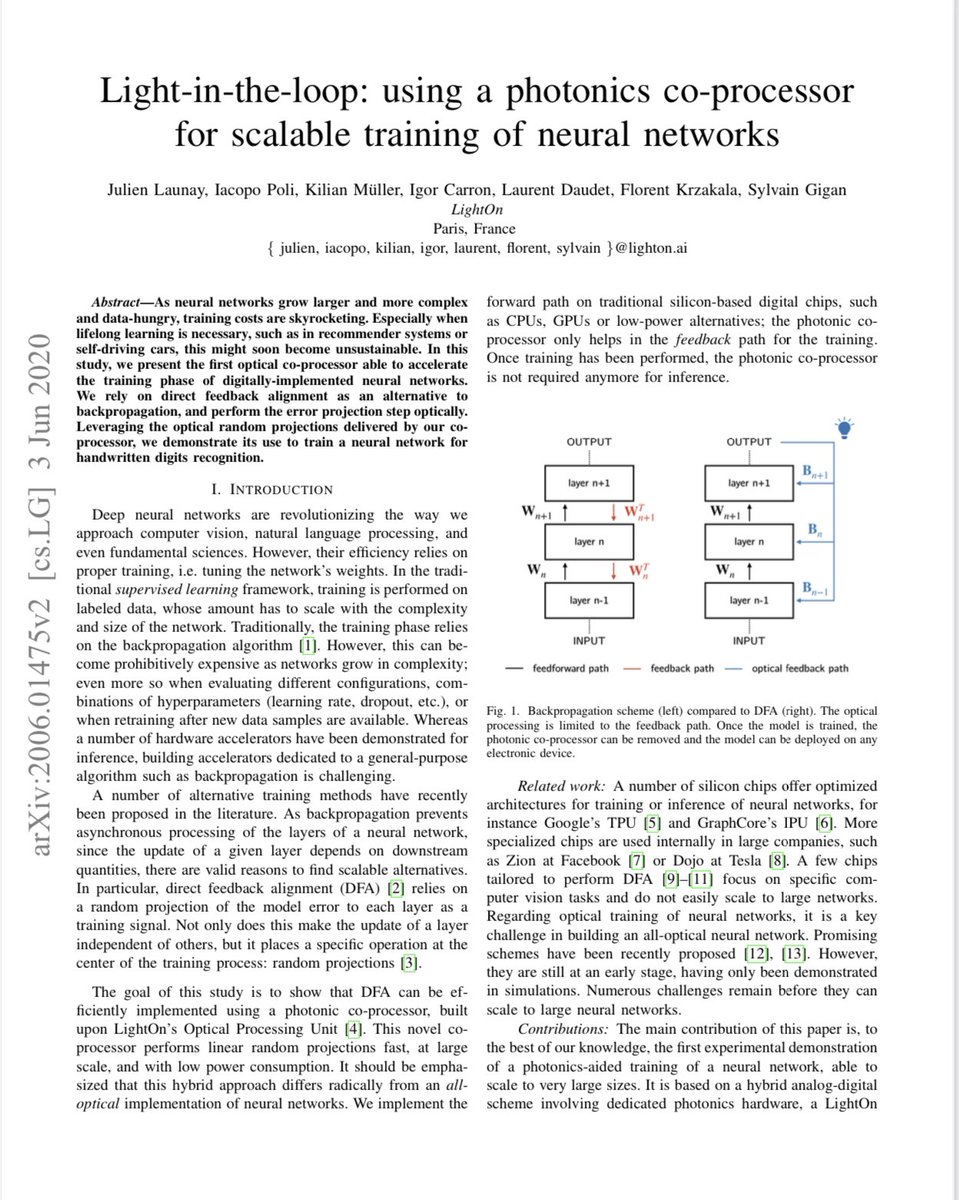 BrianRoemmele's tweet image. “Light-in-the-loop: using a photonics co-processor for scalable training of neural networks”

As I said in 2005 the future of AI is optical computing with Holographic Crystal Memory and processing.

We have arrived. And it will be in your pocket.
__
[1] arxiv.org/pdf/2006.01475…
