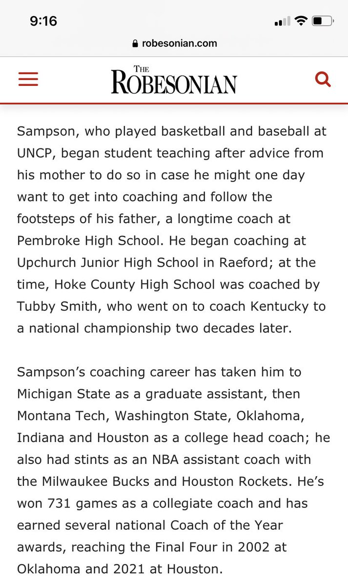 FUN FRIDAY BASKETBALL HISTORY. There once was a time when national championship <a href="/CoachTubbySmith/">Tubby Smith</a> was the high school coach and 2x final 4  <a href="/CoachSampsonUH/">Coach Kelvin Sampson</a> was the junior high coach in Raeford, NC at the same time. That experience helped those guys a lot. It’s not where you start!
