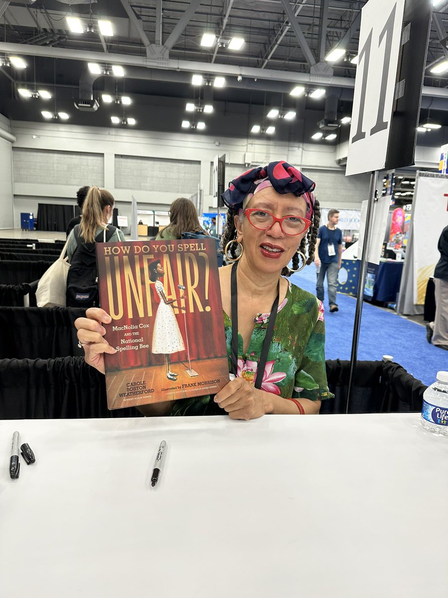 LibraryWildcats's tweet photo. 2nd day of #txla23 I met @poetweatherford and he new nonfiction picture book How Do You Spell Unfair? An untold true story about the history of the Scripps National Spelling Bee. #nonfiction #picturebook #schoollibraries #schoollibrarians #pisdreads #wildcatlibrary https://t.co/Fa17she194