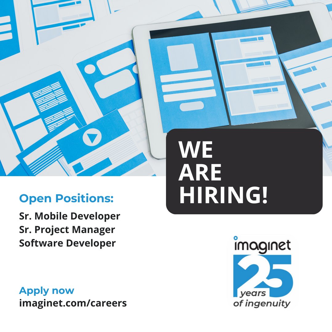 justimaginet's tweet image. Attention all Developers! 📢 Imaginet is looking for experienced and talented individuals to join our team! Apply now and let&apos;s build something amazing together!🚀imgnt.it/3AkicvU
#seniormobiledeveloper #imaginet #careeropportunities #innovation #teamwork #applynow