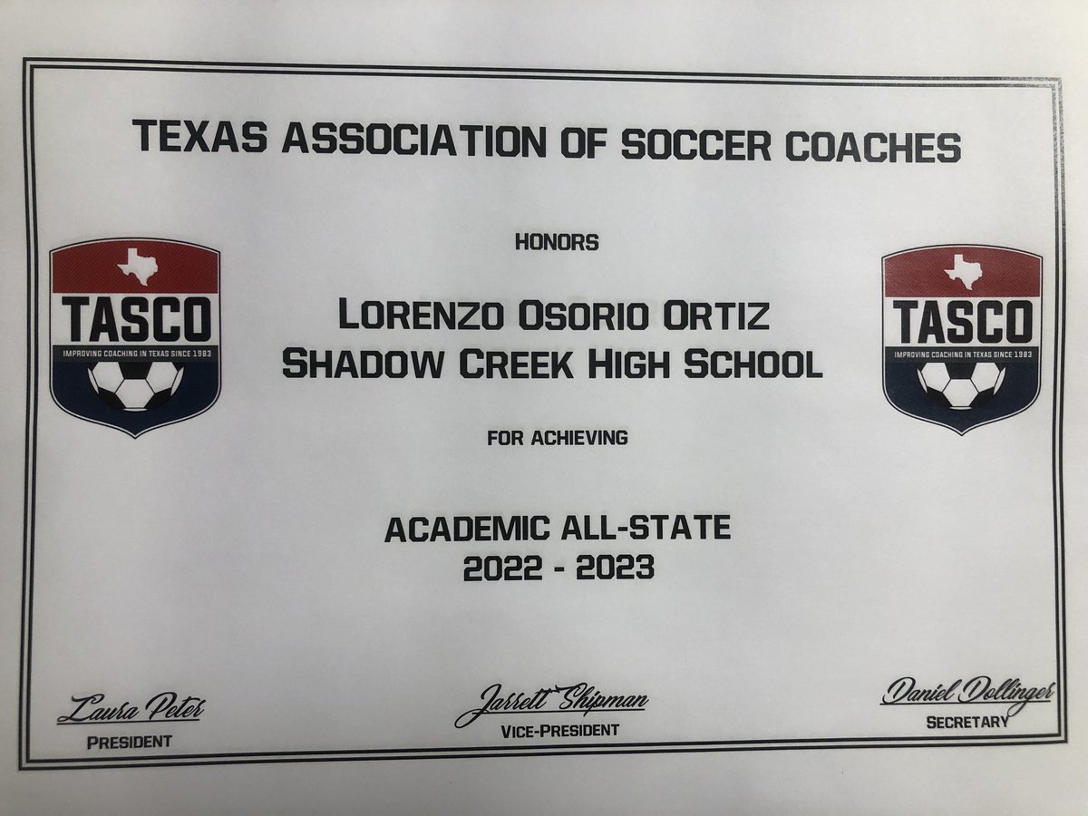 Congratulations LoLo on being name an Academic All-State athlete by the Texas Association of Soccer Coaches. We are extremely proud of you!